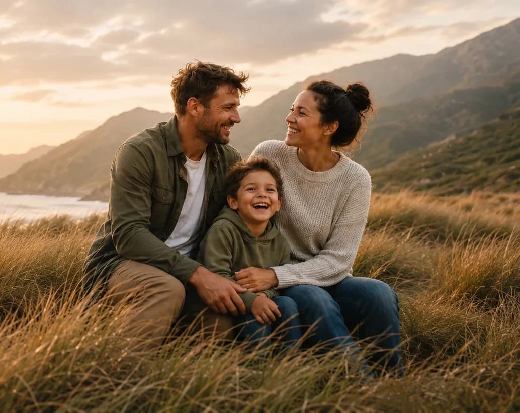 A family spending time together near the New Zealand coast